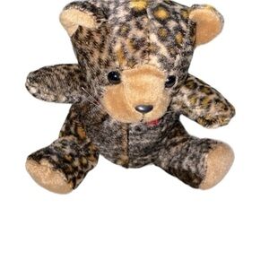 Vintage small leopard print cat plush